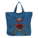PRADA Tote Bag Nylon Blue Silver Auth 87908-2