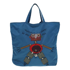 PRADA Tote Bag Nylon Blue Silver Auth 87908 - 0