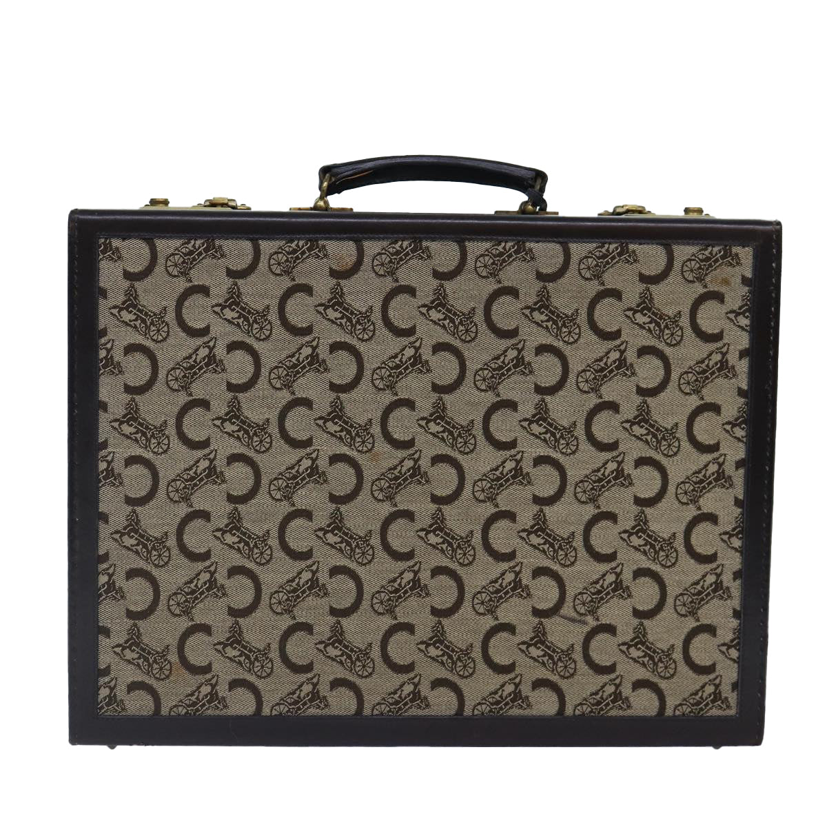 CELINE C Sulky Trunk Case Beige Brown Auth 87910