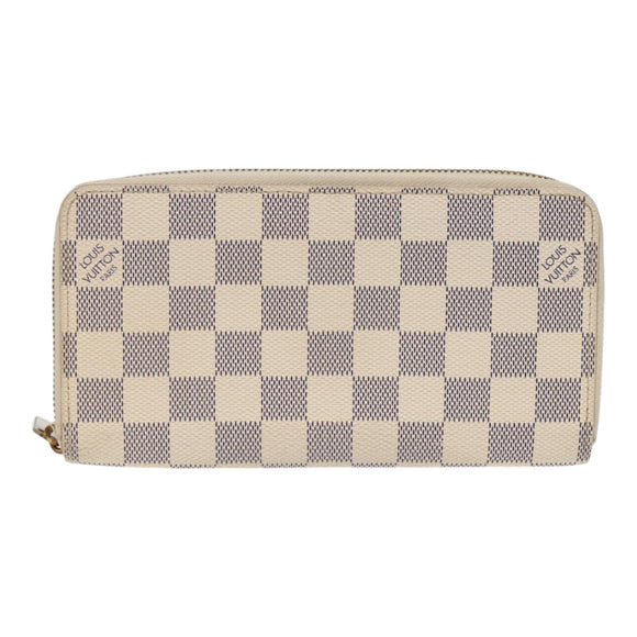 LOUIS VUITTON Damier Azur Zippy Wallet Long Wallet N63503 LV Auth 88032