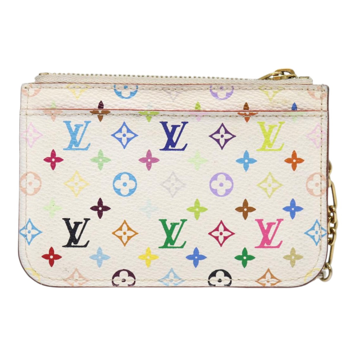 LOUIS VUITTON Multicolor Pochette Cles NM Coin Purse White M93734 LV Auth 88038 - 0