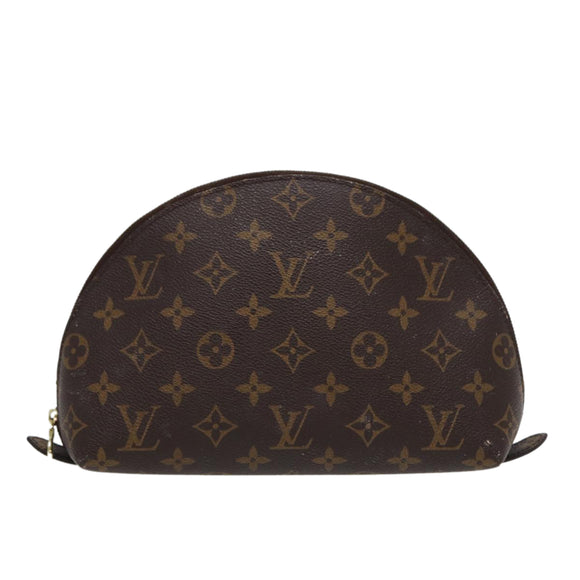 LOUIS VUITTON Monogram Trousse Demi Ronde Cosmetic Pouch M47520 LV Auth 88042