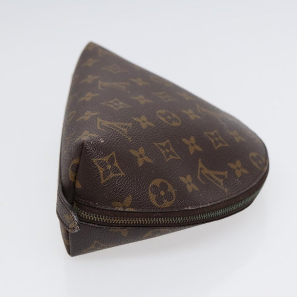 LOUIS VUITTON Monogram Trousse Demi Ronde Cosmetic Pouch M47520 LV Auth 88042