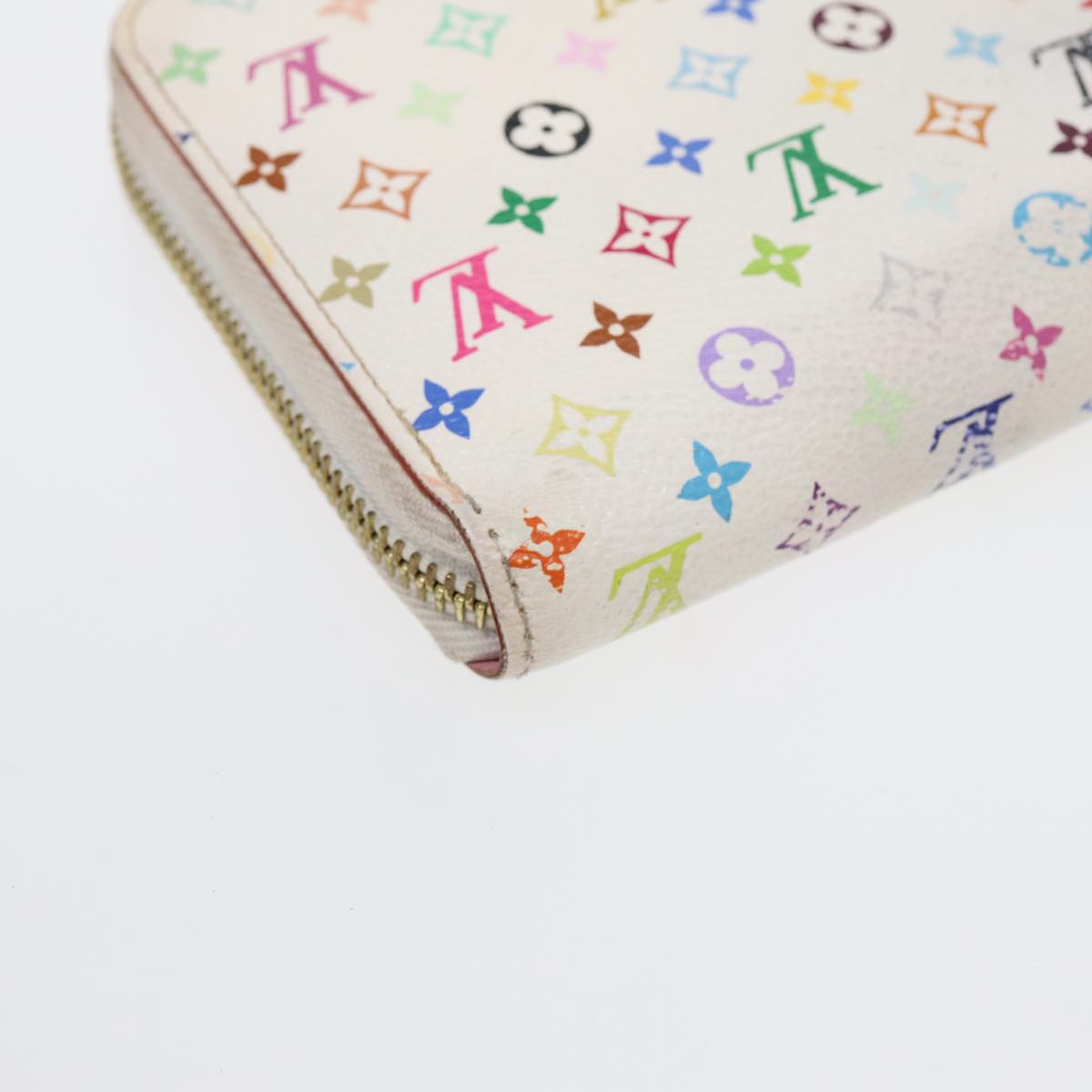 LOUIS VUITTON Monogram Multicolor Zippy Wallet White M60241 LV Auth 88060