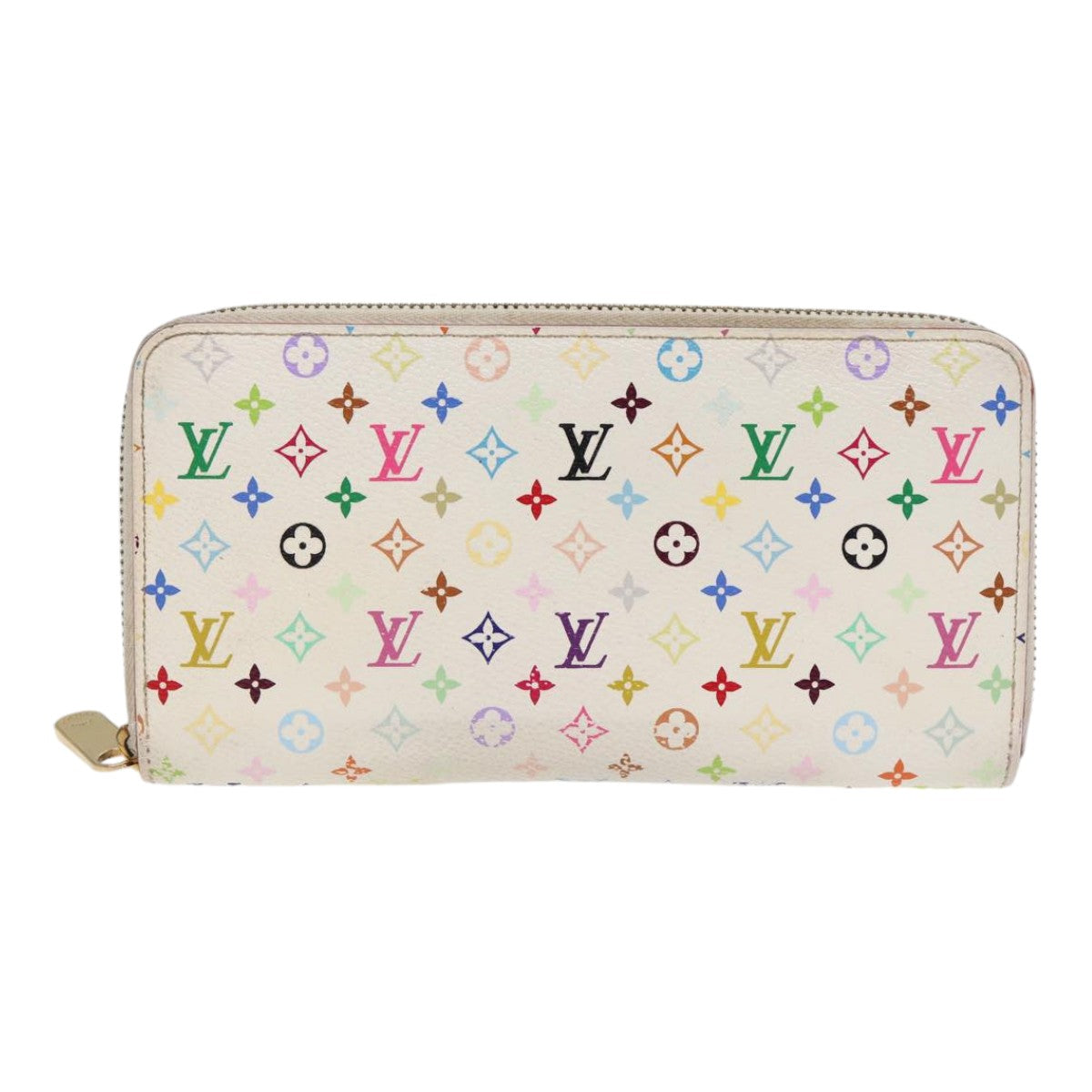 LOUIS VUITTON Monogram Multicolor Zippy Wallet White M60241 LV Auth 88060