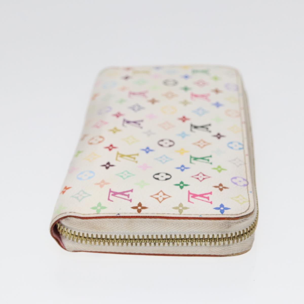 LOUIS VUITTON Monogram Multicolor Zippy Wallet White M60241 LV Auth 88060