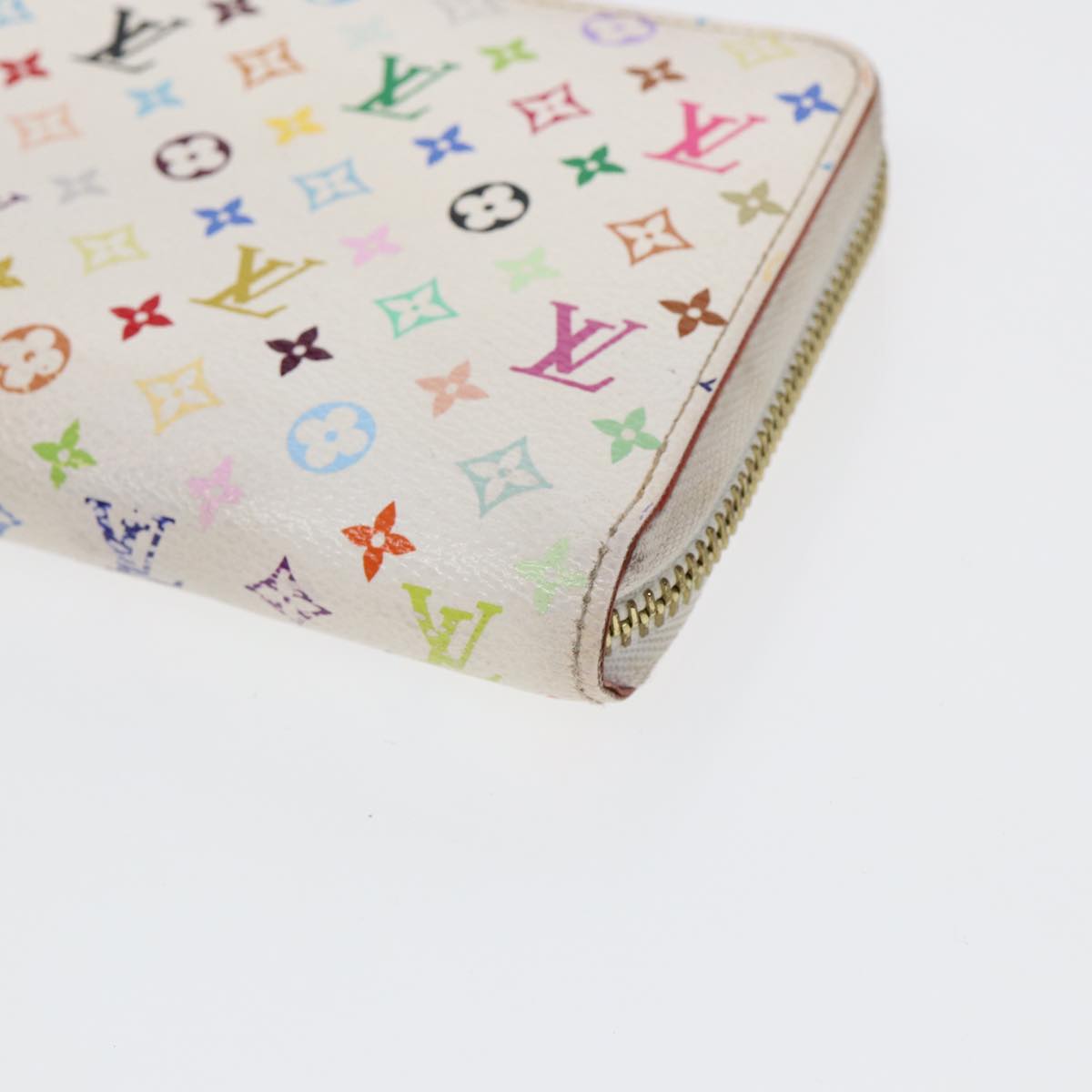 LOUIS VUITTON Monogram Multicolor Zippy Wallet White M60241 LV Auth 88060