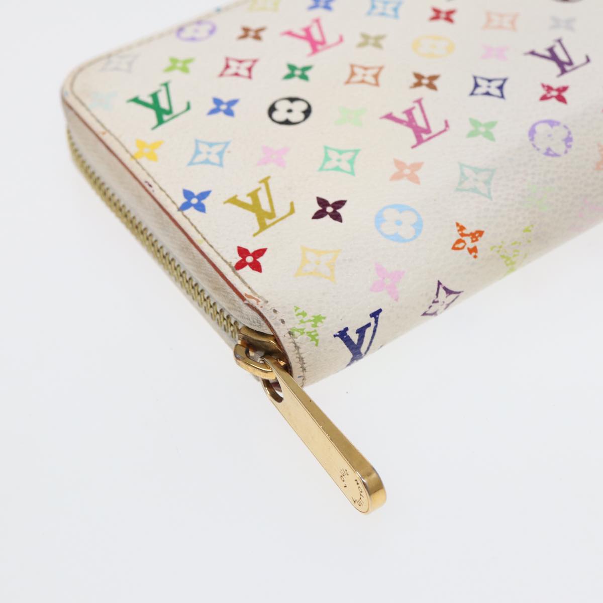 LOUIS VUITTON Monogram Multicolor Zippy Wallet White M60241 LV Auth 88060