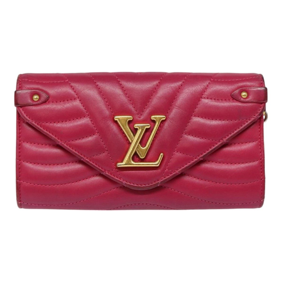 LOUIS VUITTON New Wave Long Wallet Leather Pink M63820 LV Auth 88061