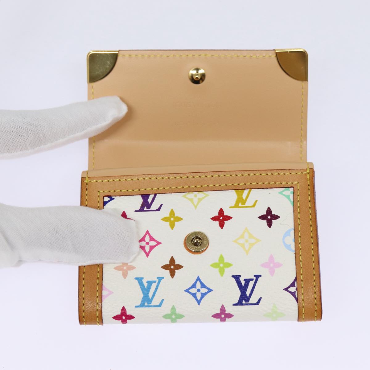 LOUIS VUITTON Monogram Multicolor Porte Monnaie Plat White M92657 LV Auth 88063