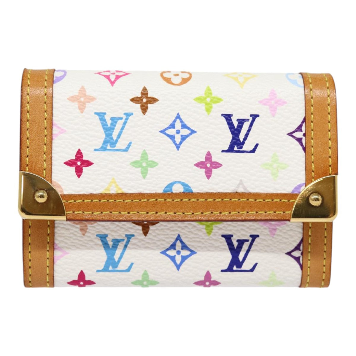 LOUIS VUITTON Monogram Multicolor Porte Monnaie Plat White M92657 LV Auth 88063