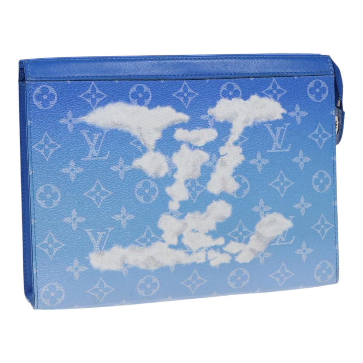 LOUIS VUITTON Monogram Clouds Pochette Voyage Clutch Bag Blue M45480 Auth 88070A