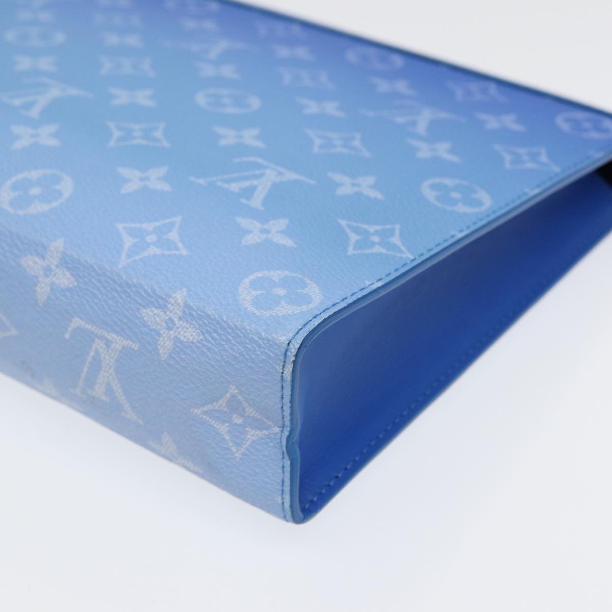 LOUIS VUITTON Monogram Clouds Pochette Voyage Clutch Bag Blue M45480 Auth 88070A