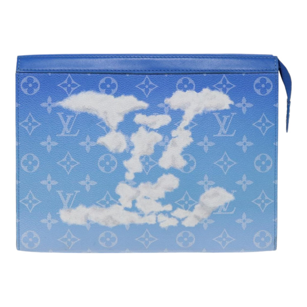 LOUIS VUITTON Monogram Clouds Pochette Voyage Clutch Bag Blue M45480 Auth 88070A