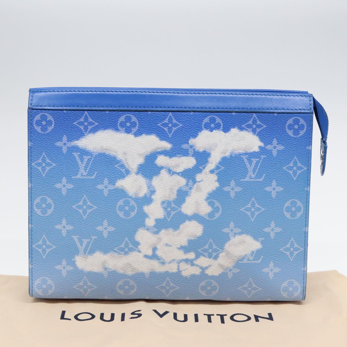 LOUIS VUITTON Monogram Clouds Pochette Voyage Clutch Bag Blue M45480 Auth 88070A