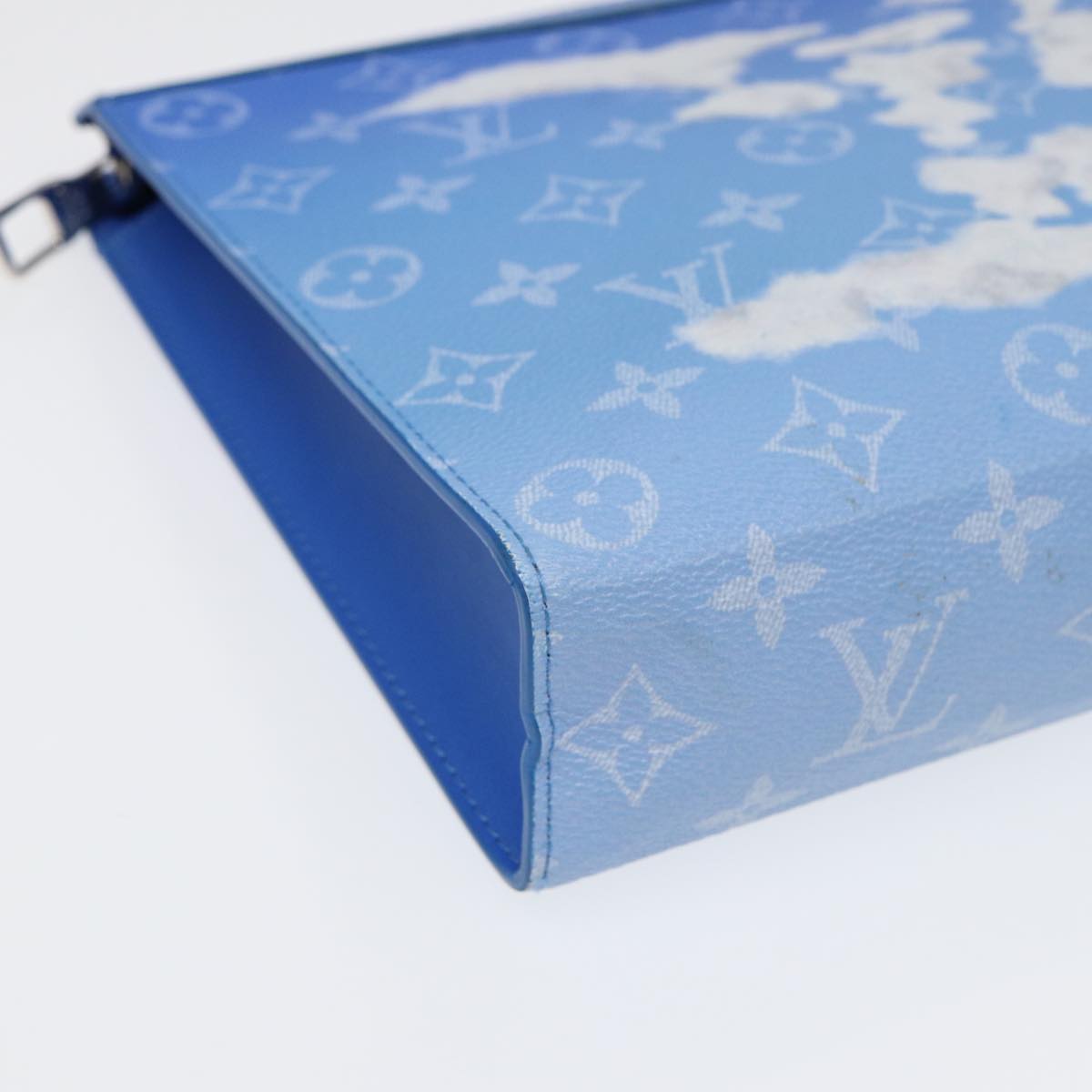 LOUIS VUITTON Monogram Clouds Pochette Voyage Clutch Bag Blue M45480 Auth 88070A