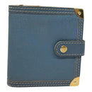 LOUIS VUITTON Suhari Compact Zip Wallet Leather Blue M91829 LV Auth 88071-1