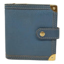 LOUIS VUITTON Suhari Compact Zip Wallet Leather Blue M91829 LV Auth 88071-13