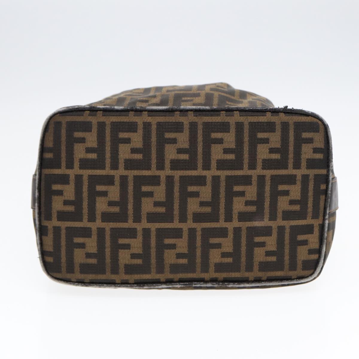 FENDI Zucca Canvas Hand Bag Brown Black gold Auth 88080