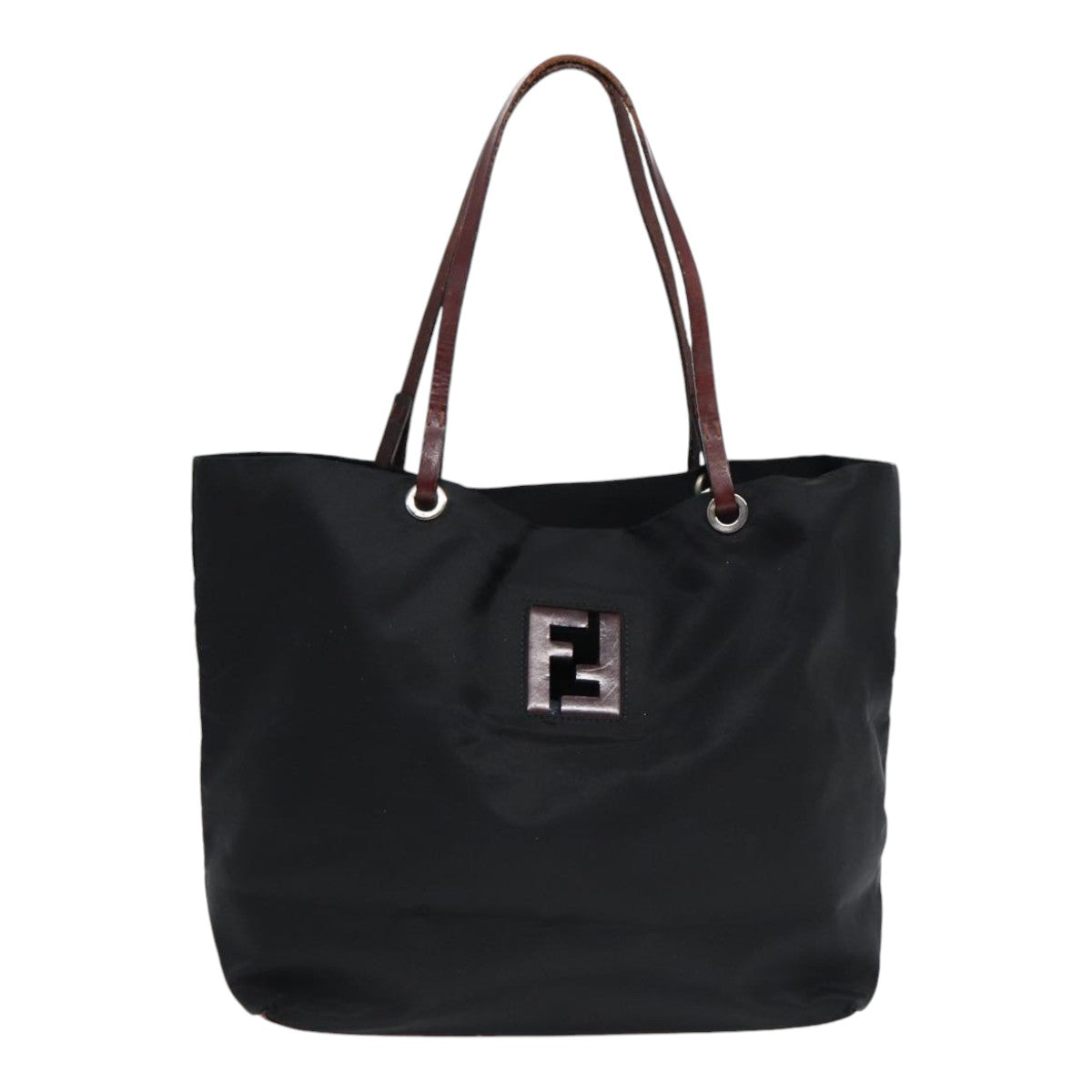 FENDI Tote Bag Nylon Black Silver Auth 88083 - 0