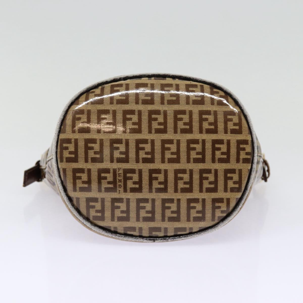 FENDI Zucchino Canvas Hand Bag Beige Gold Auth 88084