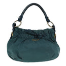 PRADA Hand Bag Nylon Green Gold Auth 88089-1