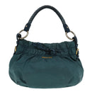 PRADA Hand Bag Nylon Green Gold Auth 88089-13