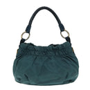 PRADA Hand Bag Nylon Green Gold Auth 88089-2