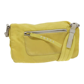 PRADA Shoulder Bag Nylon Yellow Silver Auth 88093