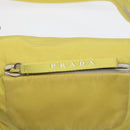 PRADA Schultertasche Nylon Gelb Silber Auth 88093-20