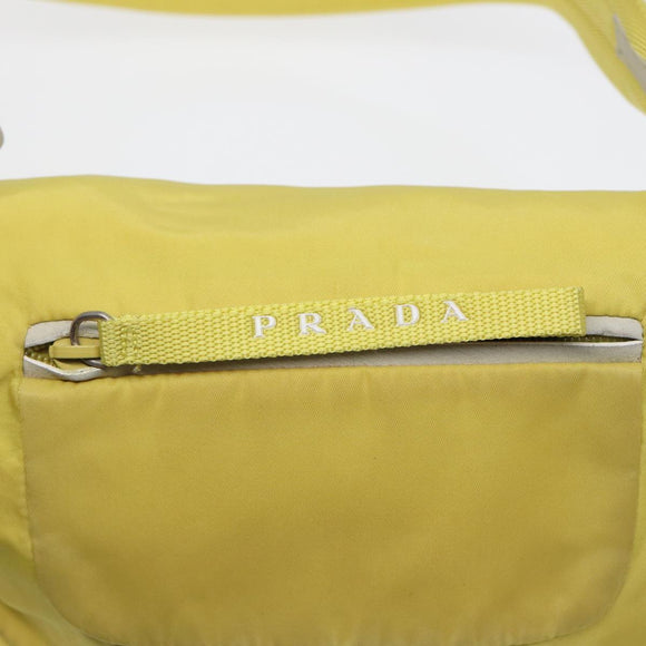 PRADA Schultertasche Nylon Gelb Silber Auth 88093