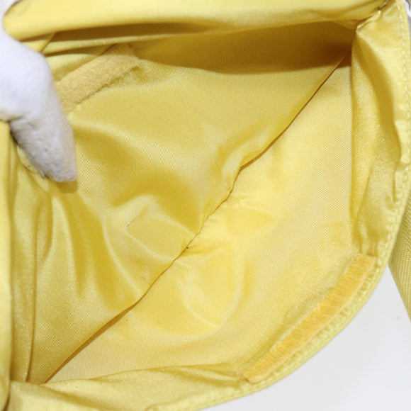 PRADA Shoulder Bag Nylon Yellow Silver Auth 88093