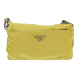 PRADA Shoulder Bag Nylon Yellow Silver Auth 88093 - 0