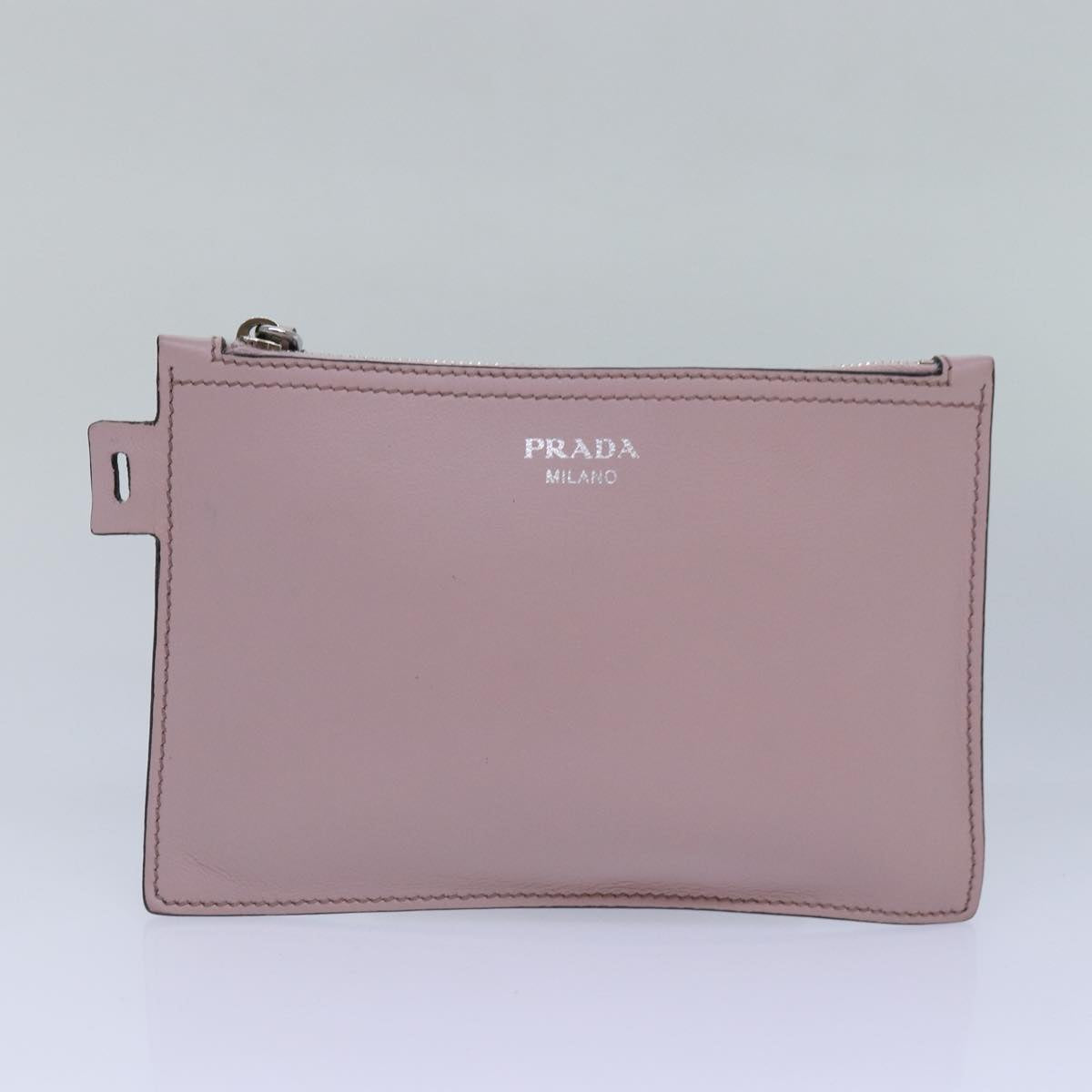 PRADA Tote Bag Leather Pink Silver Auth 88098