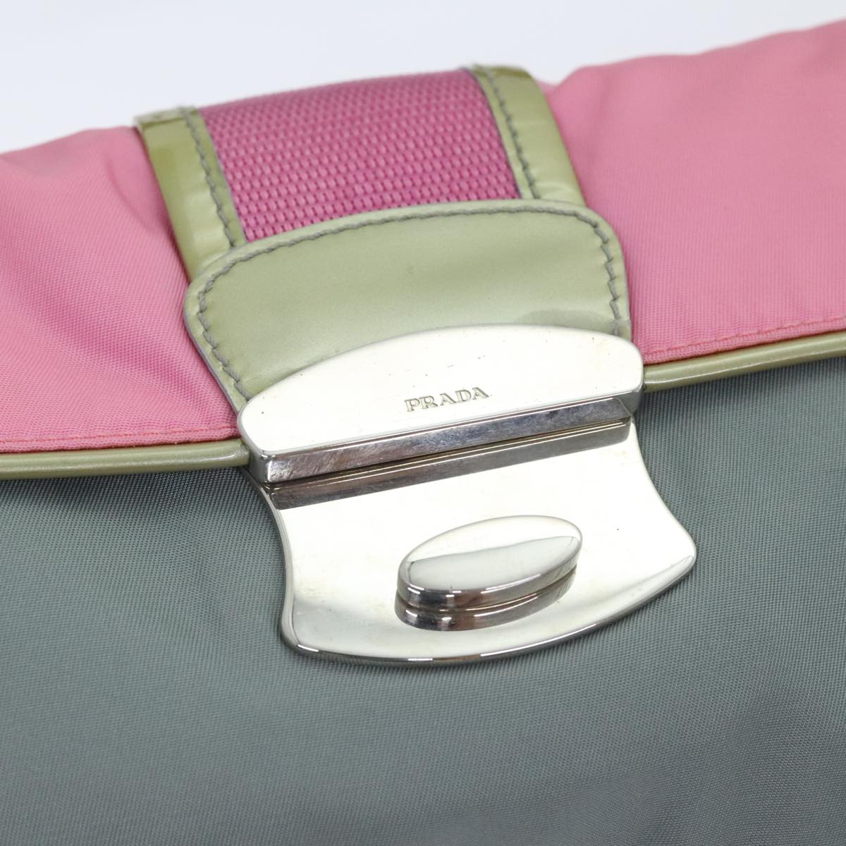 PRADA Waist bag Nylon Pink Gold Green Auth 88101