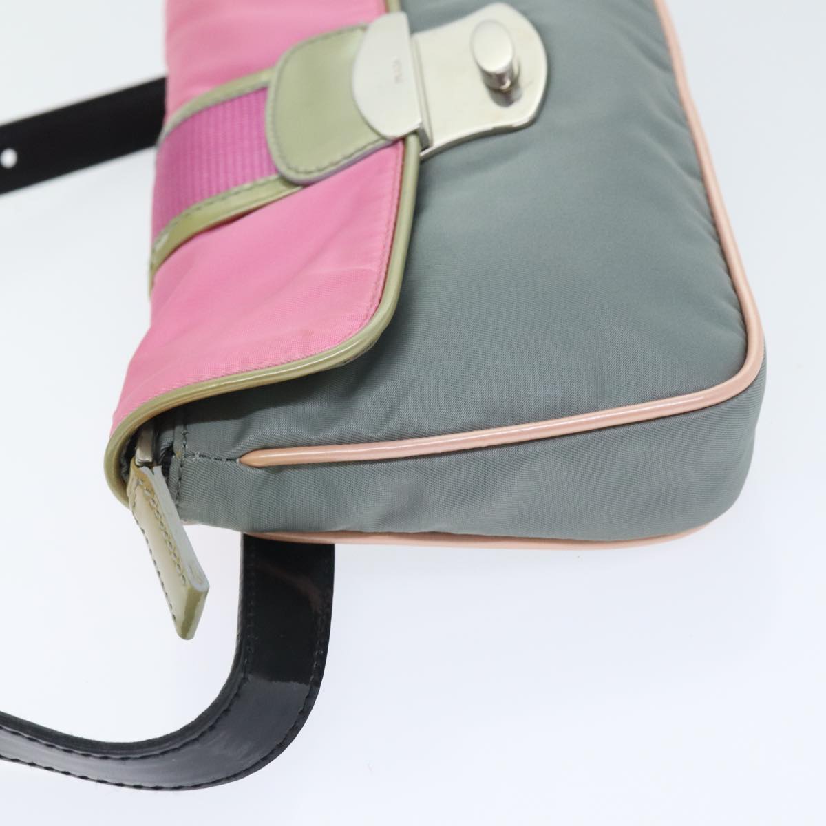 PRADA Waist bag Nylon Pink Gold Green Auth 88101