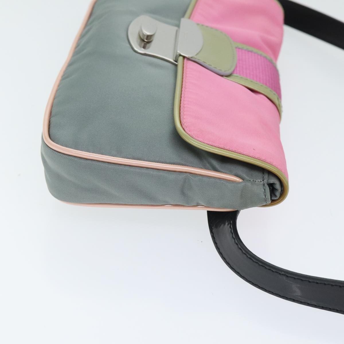 PRADA Waist bag Nylon Pink Gold Green Auth 88101