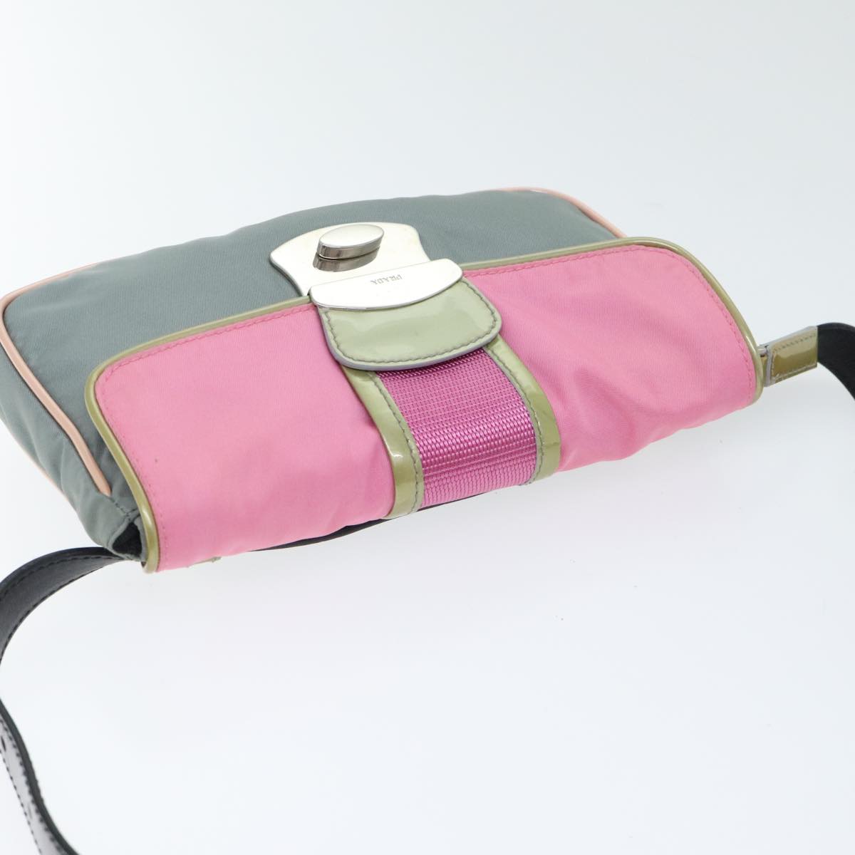 PRADA Waist bag Nylon Pink Gold Green Auth 88101