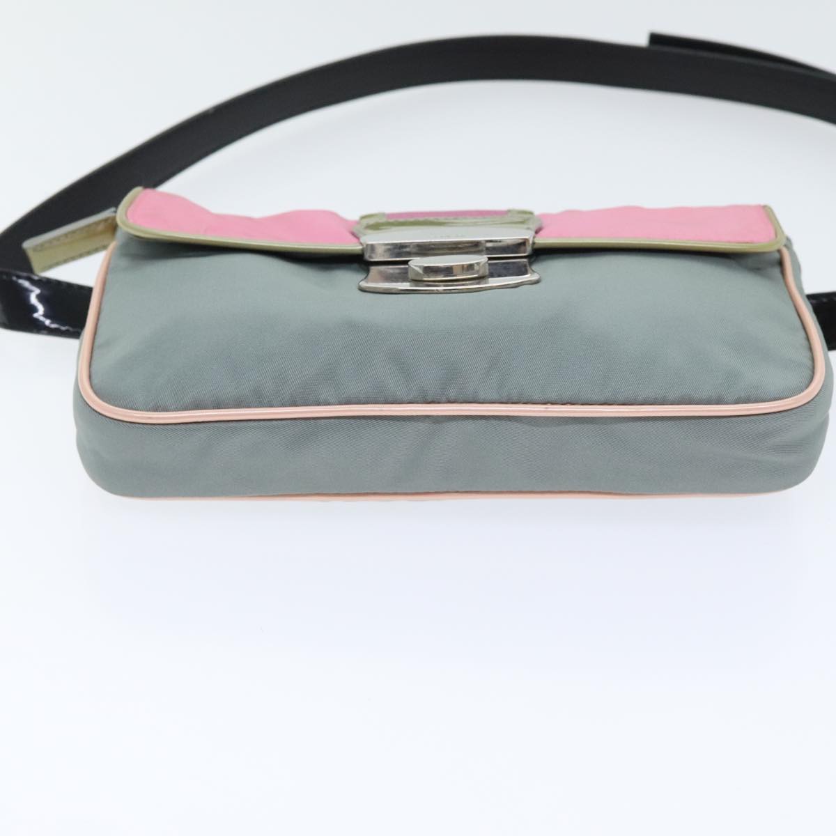 PRADA Waist bag Nylon Pink Gold Green Auth 88101