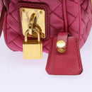 PRADA Quilted Shoulder Bag Nylon Pink Gold Auth 88102-9