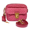 PRADA Quilted Shoulder Bag Nylon Pink Gold Auth 88102-1