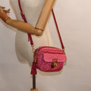 PRADA Quilted Shoulder Bag Nylon Pink Gold Auth 88102-25