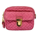 PRADA Quilted Shoulder Bag Nylon Pink Gold Auth 88102-13