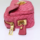 PRADA Quilted Shoulder Bag Nylon Pink Gold Auth 88102-4