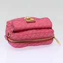 PRADA Quilted Shoulder Bag Nylon Pink Gold Auth 88102-5