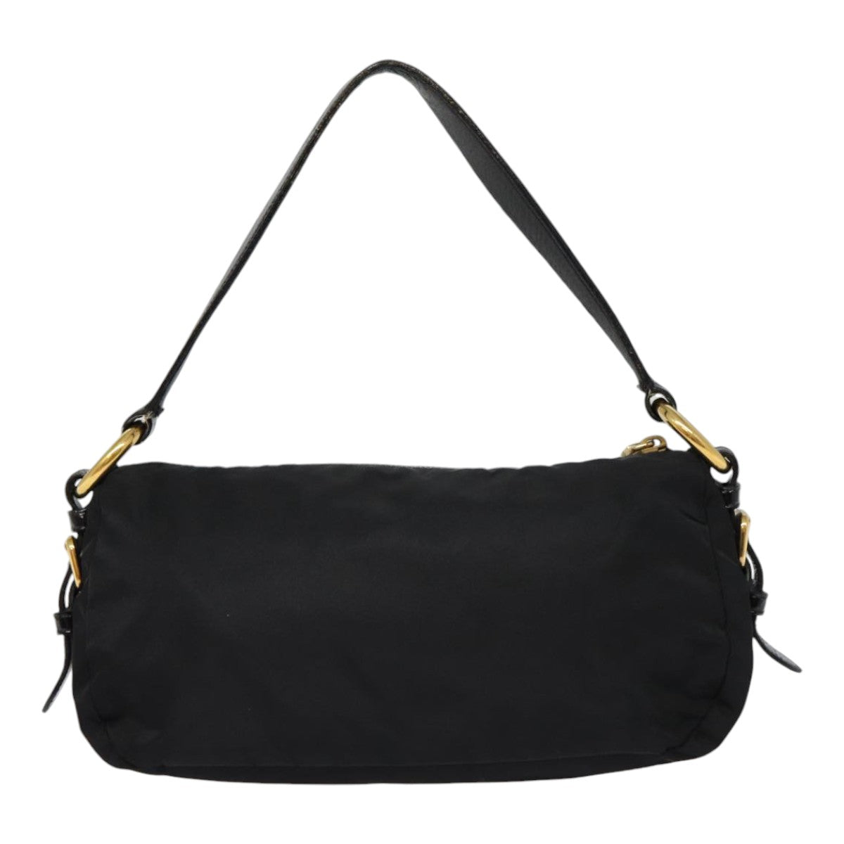 PRADA Shoulder Bag Nylon Black Gold Auth 88103 - 0