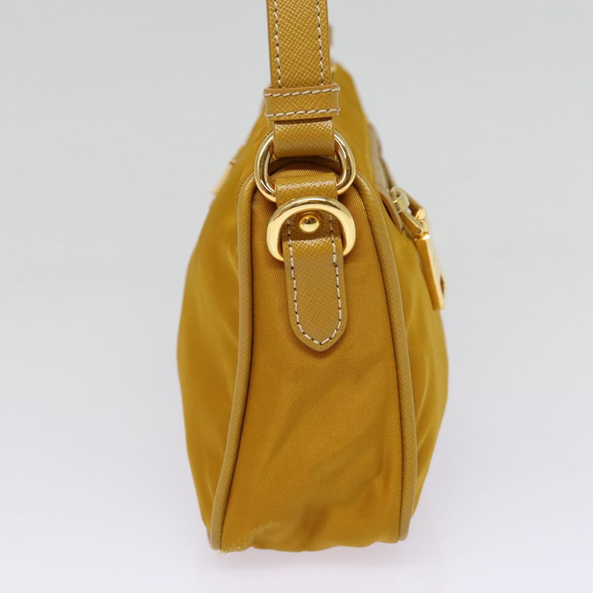 PRADA Hand Bag Nylon Yellow Gold Auth 88104