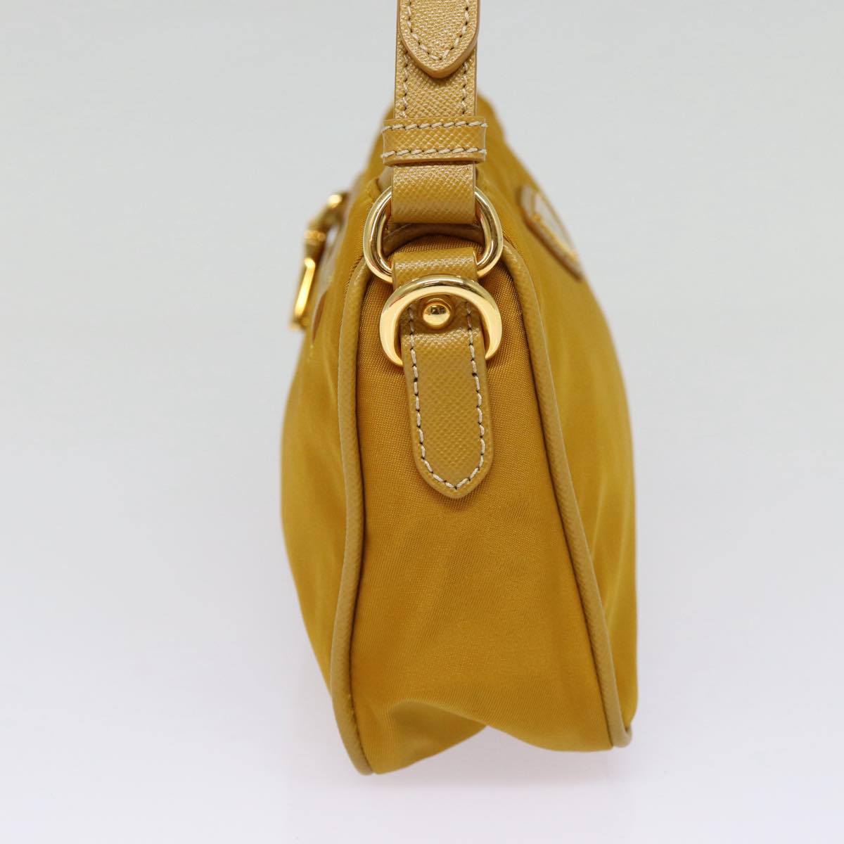 PRADA Hand Bag Nylon Yellow Gold Auth 88104