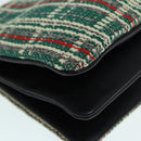 CELINE Trio Large Shoulder Bag Canvas Green Gold Auth 88114V-9