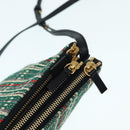 CELINE Trio Large Shoulder Bag Canvas Green Gold Auth 88114V-10